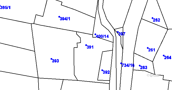 Parcela st. 391 v KÚ Lípa nad Dřevnicí, Katastrální mapa