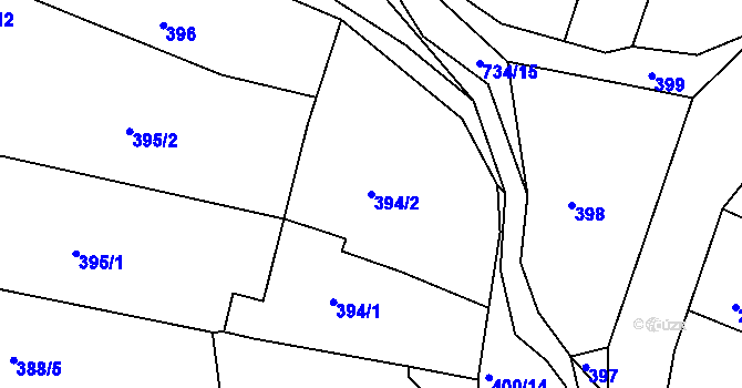 Parcela st. 394/2 v KÚ Lípa nad Dřevnicí, Katastrální mapa