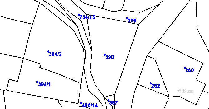 Parcela st. 398 v KÚ Lípa nad Dřevnicí, Katastrální mapa