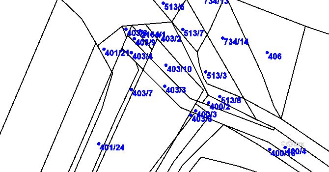 Parcela st. 403/3 v KÚ Lípa nad Dřevnicí, Katastrální mapa