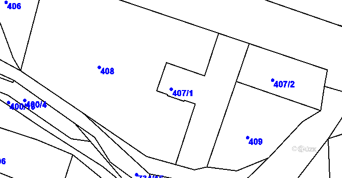 Parcela st. 407/1 v KÚ Lípa nad Dřevnicí, Katastrální mapa