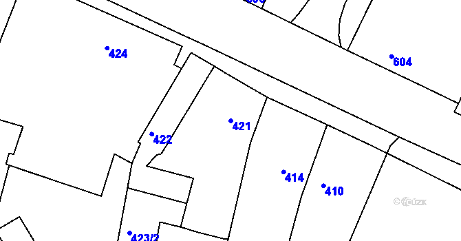 Parcela st. 421 v KÚ Lípa nad Dřevnicí, Katastrální mapa