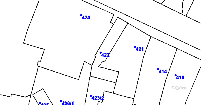 Parcela st. 422 v KÚ Lípa nad Dřevnicí, Katastrální mapa
