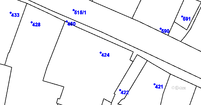 Parcela st. 424 v KÚ Lípa nad Dřevnicí, Katastrální mapa