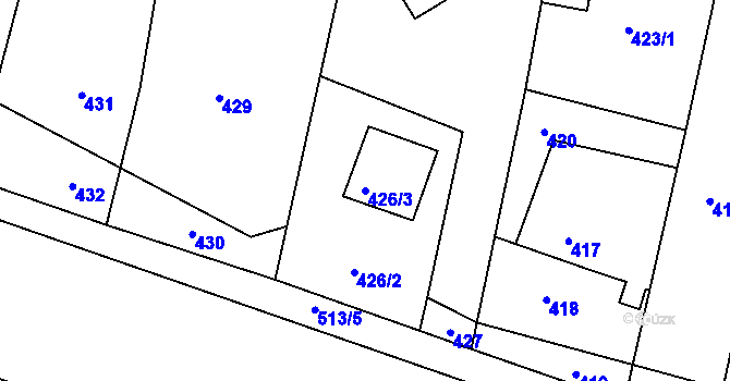 Parcela st. 426/3 v KÚ Lípa nad Dřevnicí, Katastrální mapa