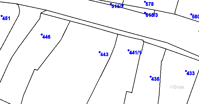 Parcela st. 443 v KÚ Lípa nad Dřevnicí, Katastrální mapa
