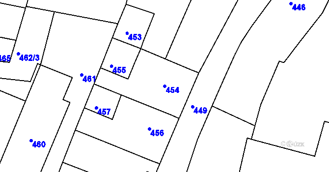 Parcela st. 454 v KÚ Lípa nad Dřevnicí, Katastrální mapa