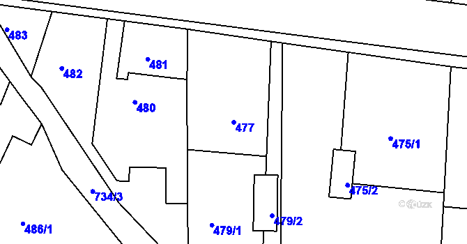 Parcela st. 477 v KÚ Lípa nad Dřevnicí, Katastrální mapa