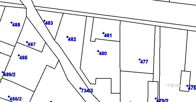 Parcela st. 480 v KÚ Lípa nad Dřevnicí, Katastrální mapa