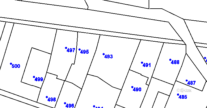 Parcela st. 493 v KÚ Lípa nad Dřevnicí, Katastrální mapa