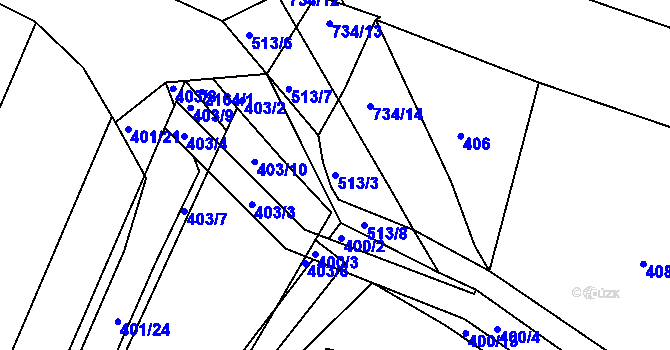 Parcela st. 513/3 v KÚ Lípa nad Dřevnicí, Katastrální mapa