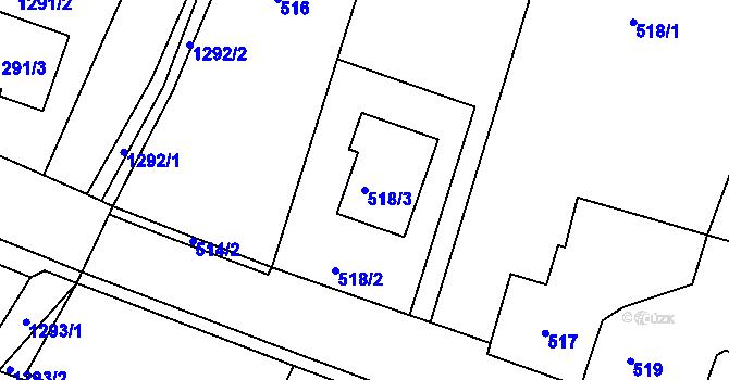 Parcela st. 518/3 v KÚ Lípa nad Dřevnicí, Katastrální mapa