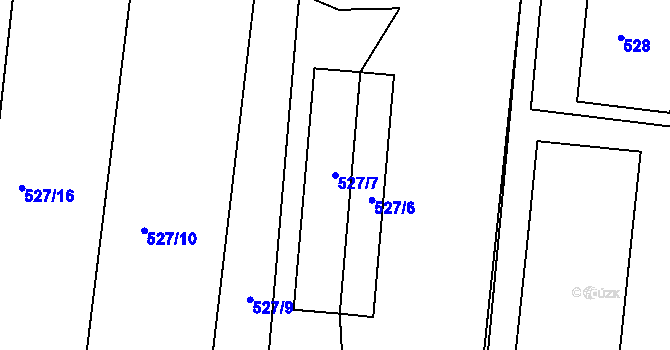 Parcela st. 527/7 v KÚ Lípa nad Dřevnicí, Katastrální mapa