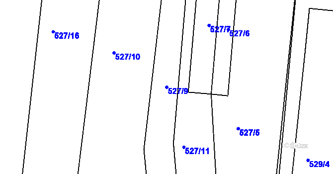 Parcela st. 527/9 v KÚ Lípa nad Dřevnicí, Katastrální mapa