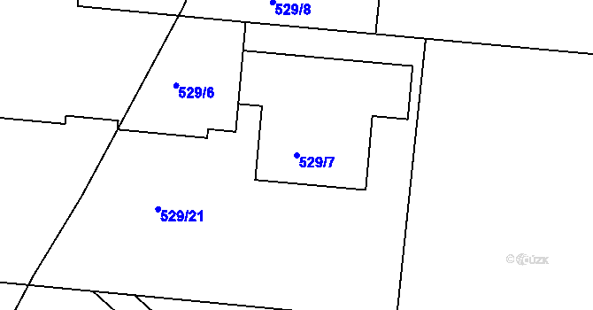 Parcela st. 529/7 v KÚ Lípa nad Dřevnicí, Katastrální mapa