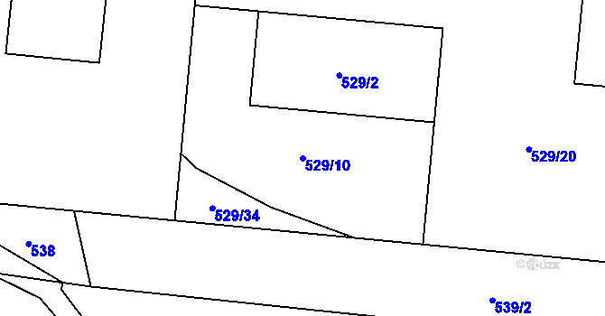 Parcela st. 529/10 v KÚ Lípa nad Dřevnicí, Katastrální mapa