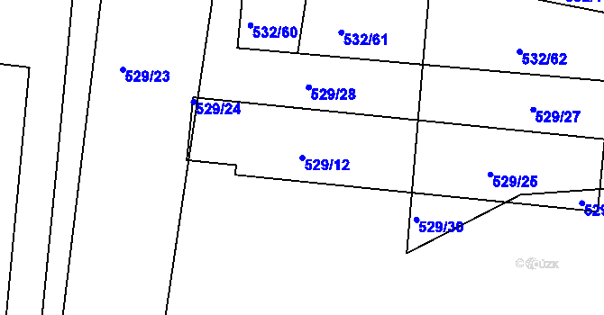 Parcela st. 529/12 v KÚ Lípa nad Dřevnicí, Katastrální mapa