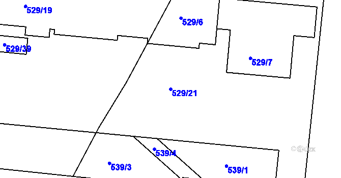 Parcela st. 529/21 v KÚ Lípa nad Dřevnicí, Katastrální mapa