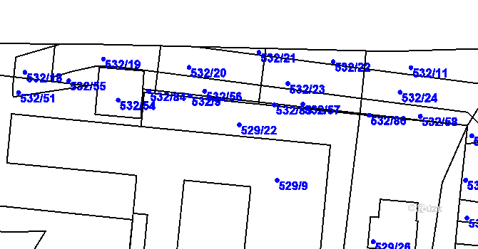Parcela st. 529/22 v KÚ Lípa nad Dřevnicí, Katastrální mapa
