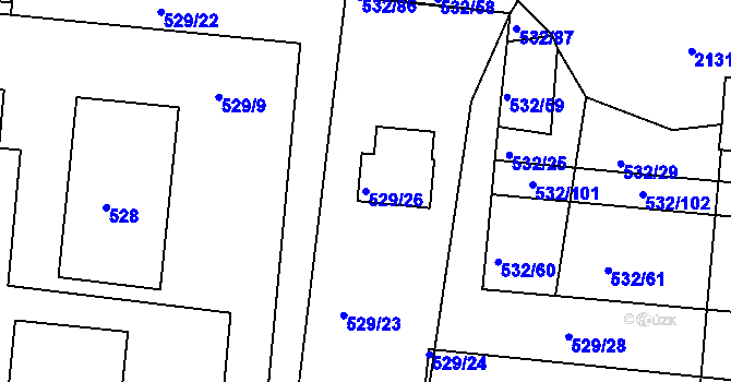 Parcela st. 529/26 v KÚ Lípa nad Dřevnicí, Katastrální mapa