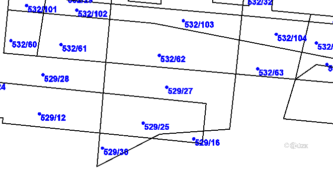Parcela st. 529/27 v KÚ Lípa nad Dřevnicí, Katastrální mapa