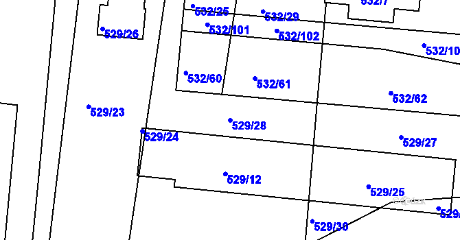 Parcela st. 529/28 v KÚ Lípa nad Dřevnicí, Katastrální mapa