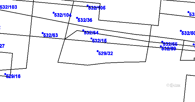 Parcela st. 529/32 v KÚ Lípa nad Dřevnicí, Katastrální mapa