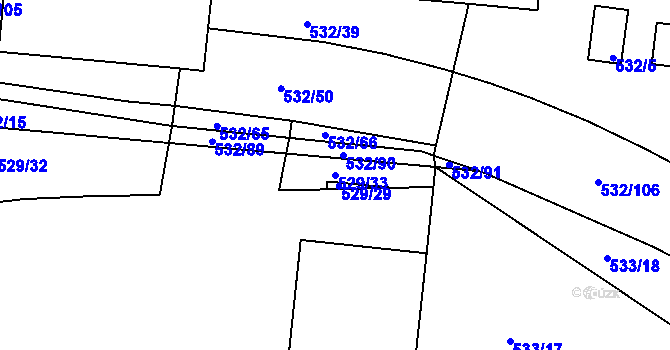 Parcela st. 529/33 v KÚ Lípa nad Dřevnicí, Katastrální mapa