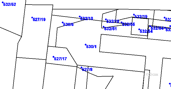 Parcela st. 530/1 v KÚ Lípa nad Dřevnicí, Katastrální mapa