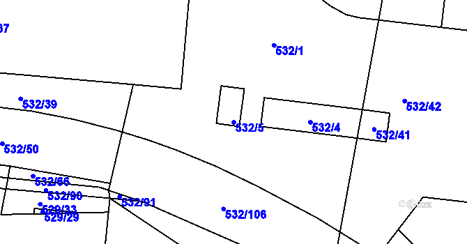Parcela st. 532/5 v KÚ Lípa nad Dřevnicí, Katastrální mapa