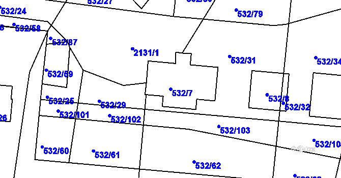 Parcela st. 532/7 v KÚ Lípa nad Dřevnicí, Katastrální mapa