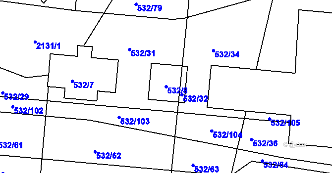 Parcela st. 532/8 v KÚ Lípa nad Dřevnicí, Katastrální mapa