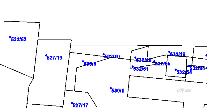 Parcela st. 532/10 v KÚ Lípa nad Dřevnicí, Katastrální mapa