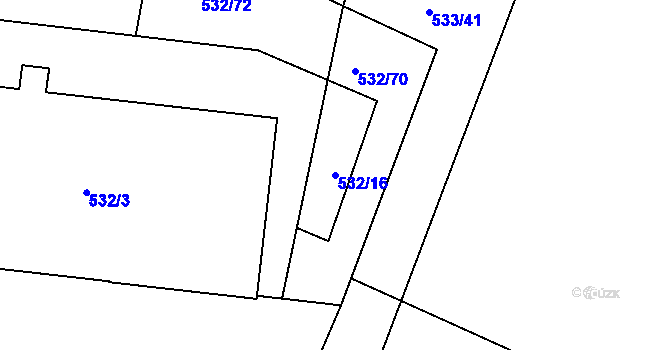 Parcela st. 532/16 v KÚ Lípa nad Dřevnicí, Katastrální mapa