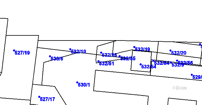 Parcela st. 532/18 v KÚ Lípa nad Dřevnicí, Katastrální mapa