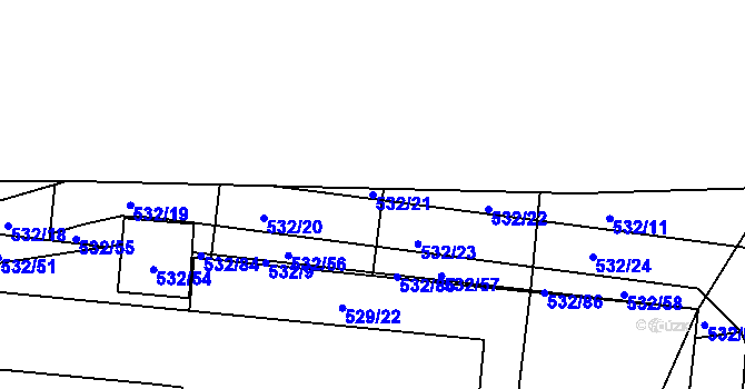 Parcela st. 532/21 v KÚ Lípa nad Dřevnicí, Katastrální mapa