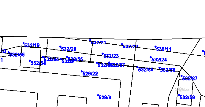 Parcela st. 532/23 v KÚ Lípa nad Dřevnicí, Katastrální mapa