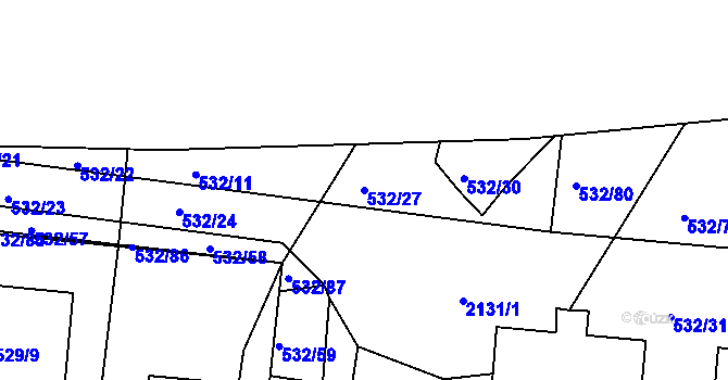 Parcela st. 532/27 v KÚ Lípa nad Dřevnicí, Katastrální mapa