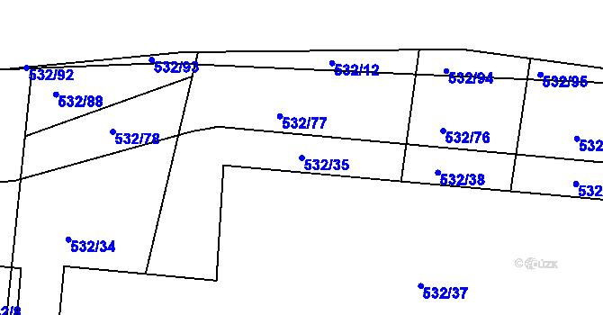 Parcela st. 532/35 v KÚ Lípa nad Dřevnicí, Katastrální mapa