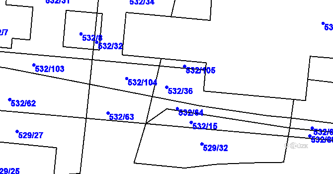 Parcela st. 532/36 v KÚ Lípa nad Dřevnicí, Katastrální mapa