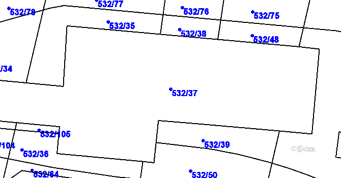 Parcela st. 532/37 v KÚ Lípa nad Dřevnicí, Katastrální mapa