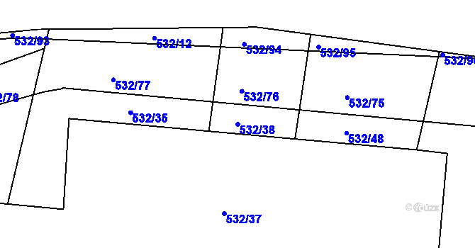 Parcela st. 532/38 v KÚ Lípa nad Dřevnicí, Katastrální mapa