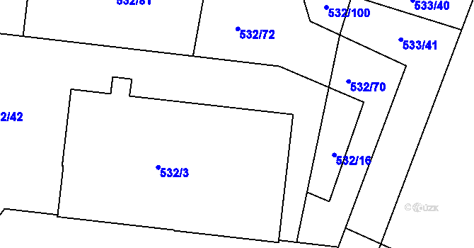 Parcela st. 532/44 v KÚ Lípa nad Dřevnicí, Katastrální mapa