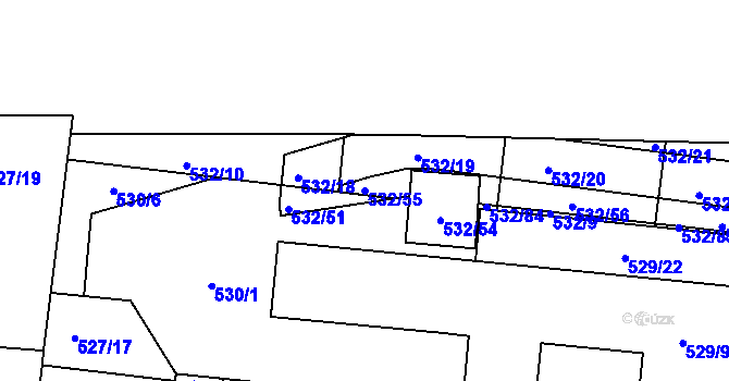 Parcela st. 532/55 v KÚ Lípa nad Dřevnicí, Katastrální mapa