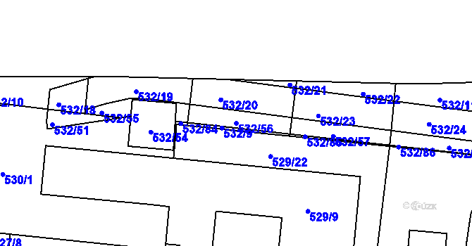 Parcela st. 532/56 v KÚ Lípa nad Dřevnicí, Katastrální mapa