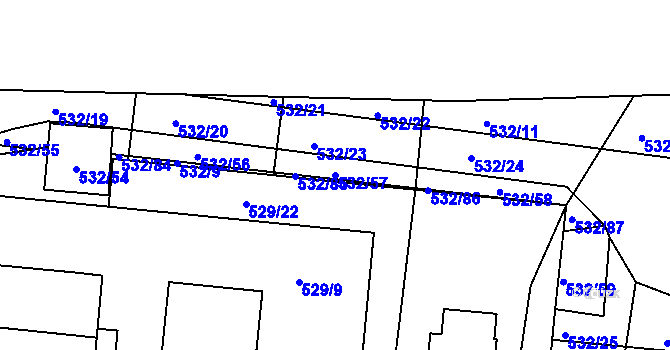 Parcela st. 532/57 v KÚ Lípa nad Dřevnicí, Katastrální mapa