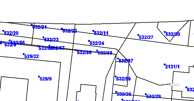 Parcela st. 532/58 v KÚ Lípa nad Dřevnicí, Katastrální mapa