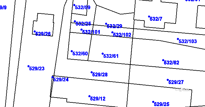 Parcela st. 532/61 v KÚ Lípa nad Dřevnicí, Katastrální mapa