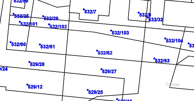 Parcela st. 532/62 v KÚ Lípa nad Dřevnicí, Katastrální mapa