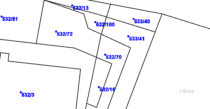 Parcela st. 532/70 v KÚ Lípa nad Dřevnicí, Katastrální mapa